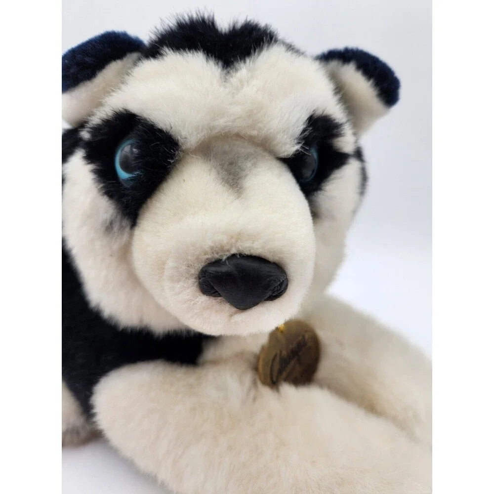 Vintage 1988 Dakin Classique Siberian Husky Dog Plush Blue Eyes 11